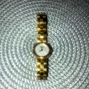 Raymond Weil Gold Parsifal Watch W/ Mother of Pearl & Sapphire Dial.